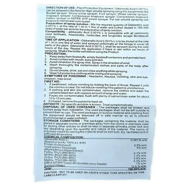 Kisan center Tata Grosmart ( Gibberellic Acid 0.001% L )