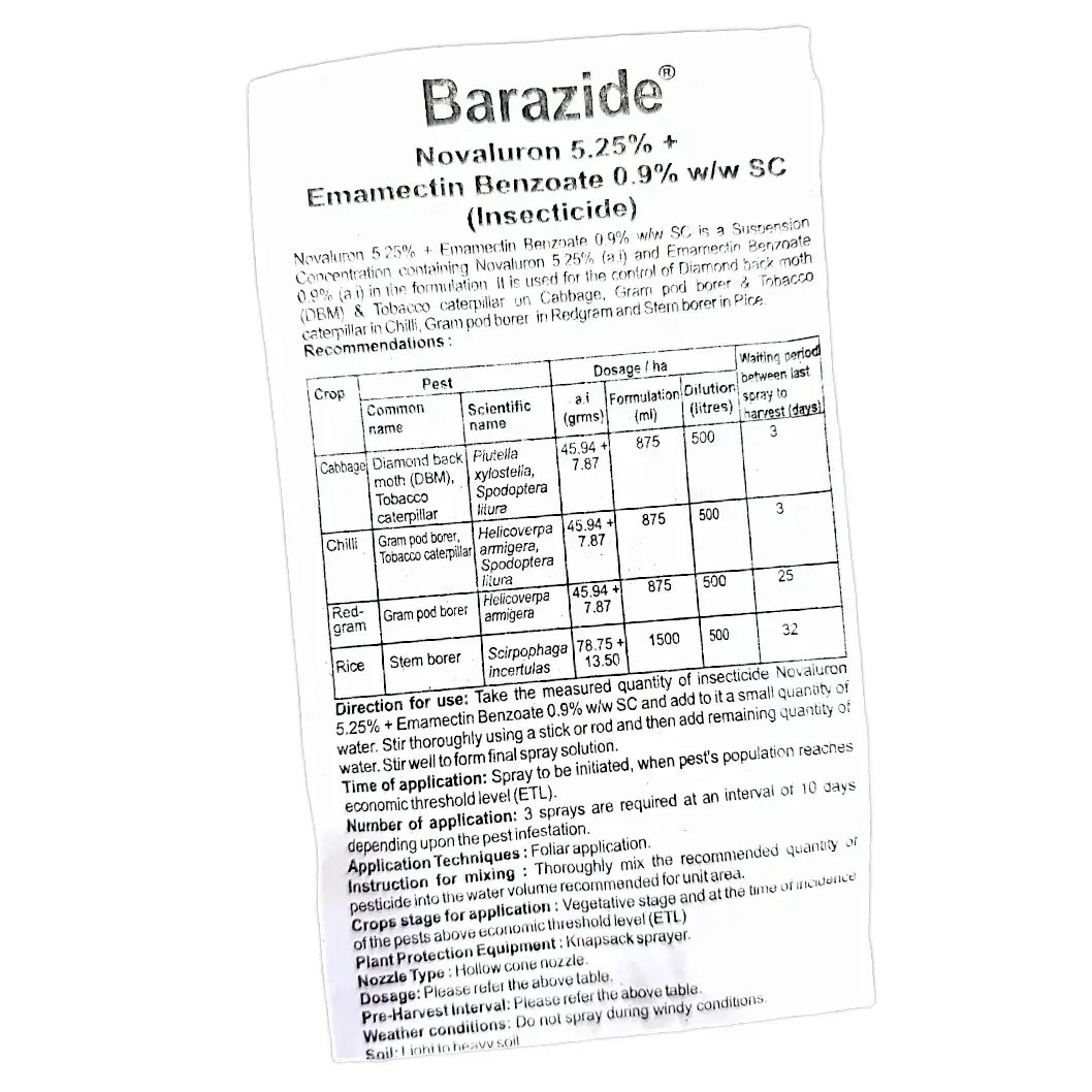 Kisan center Adama Barazide Insecticide ( Novaluron 5.25% + Emamectin benzoate 0.9% SC )