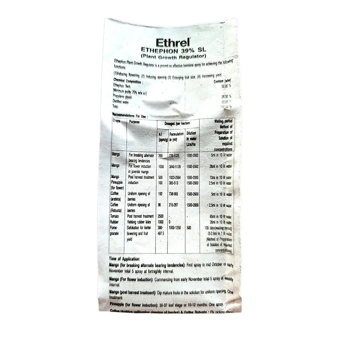Kisan center Bayer Ethrel (Ethephon 39 SL 39% w/w ) Plant Growth Regulator