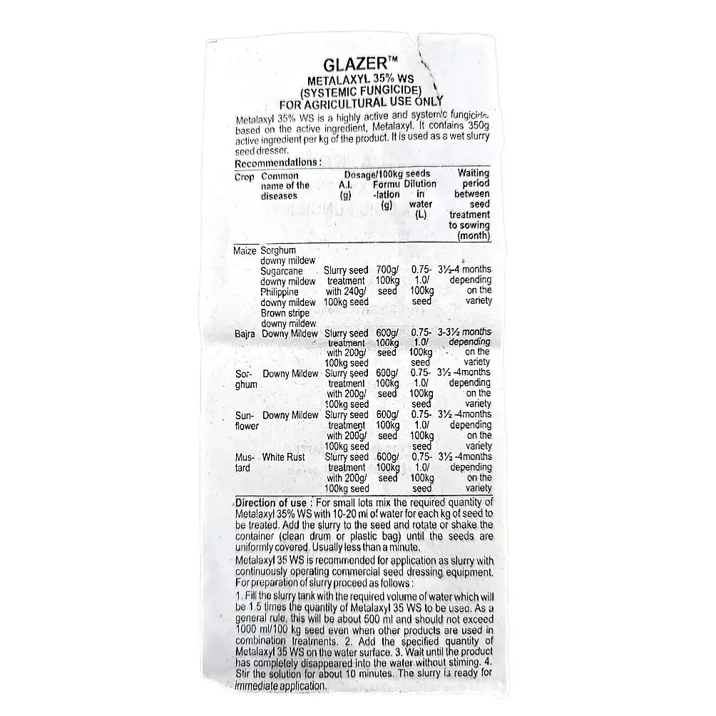 Kisan center Tata Glazer Fungicide (Metalaxyl 35% WS)