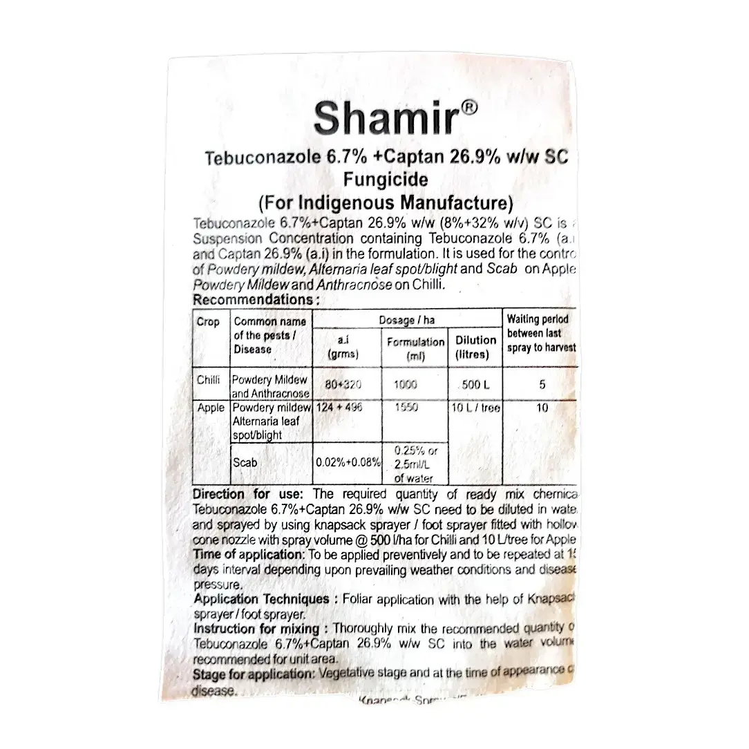 Kisan center Adama Shamir Fungicide ( Tebuconazole 6.7% + Captan 26.9% SC )