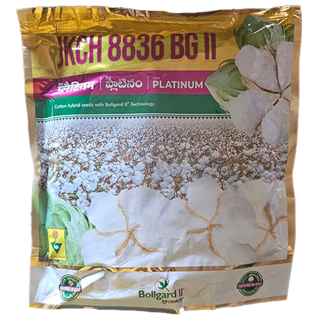 Veda Platinum cotton seeds, Veda Platinum JKCH 8836 BG2, Veda Seeds kapas, Platinum cotton seed price 475g, Best cotton seeds for rainfed, Barani kheti kapas beej, Bada tinda cotton variety