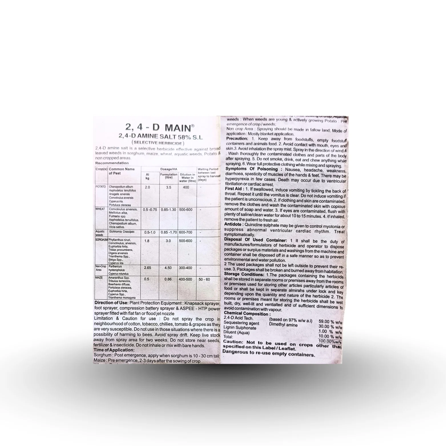 Adama 2 4 D Main (2,4-D Amine Salt 58% SL)