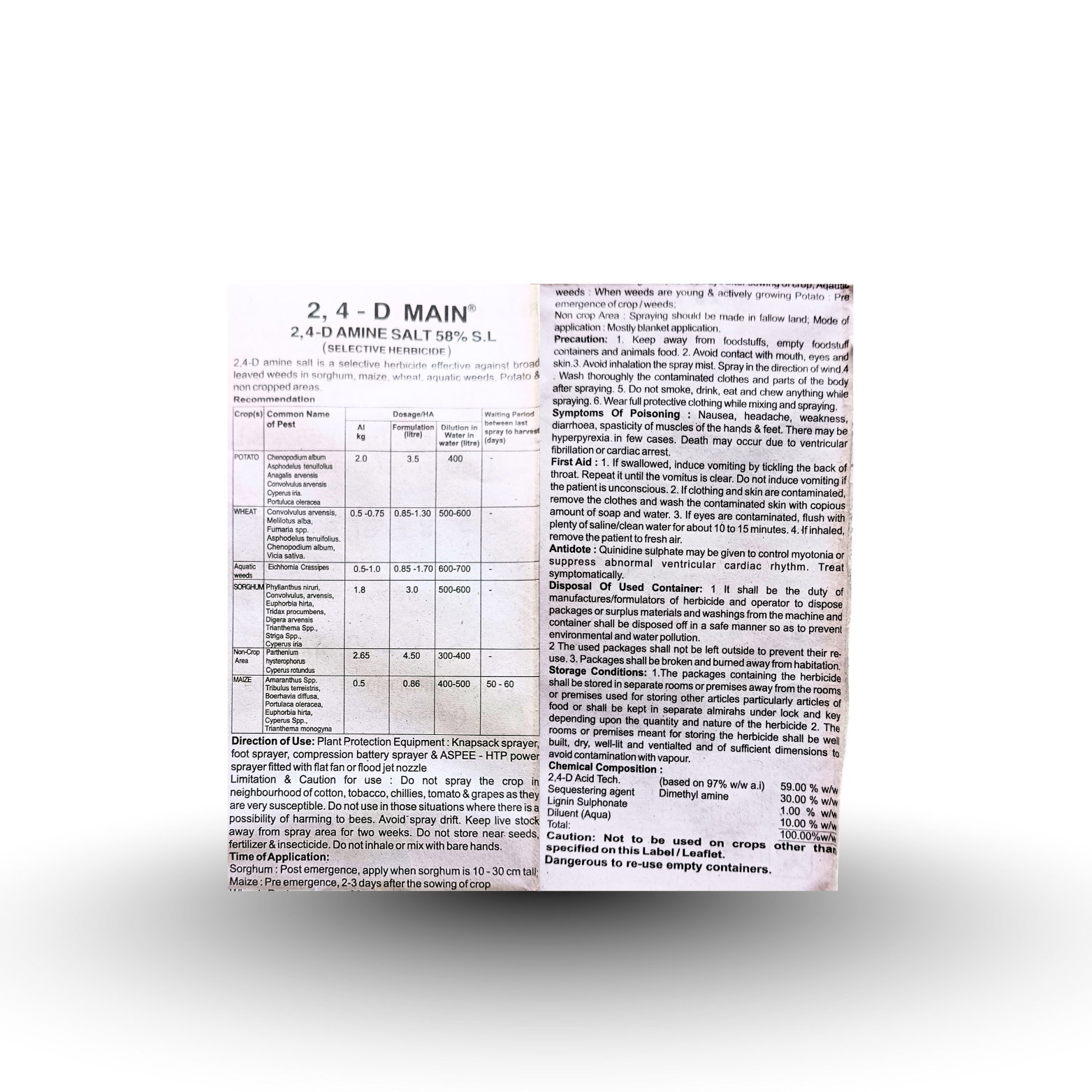 Kisan center Adama 2 4 D Main (2,4-D Amine Salt 58% SL)