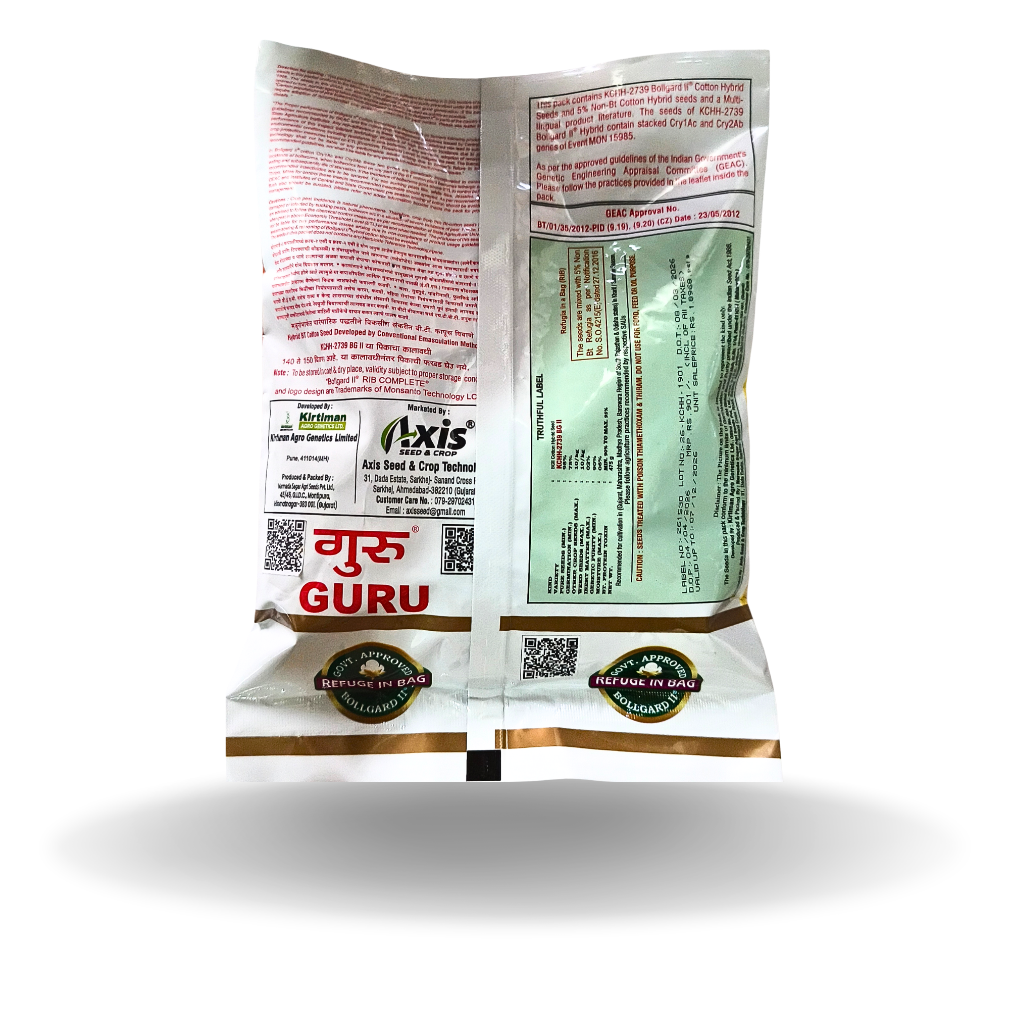 Kisan center Axis Guru (Cotton Seed) kchh 2739 BG2
