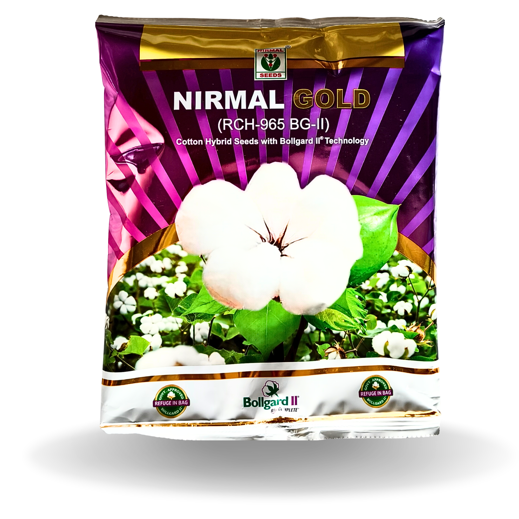 Nirmal Gold cotton seeds, RCH 965 BG II, Nirmal Gold RCH 965, RCH 965 cotton seed price, buy Nirmal Gold online, buy BT cotton seeds online, agriculture seeds online, Kisan Center cotton seeds, best cotton seeds for rainfed